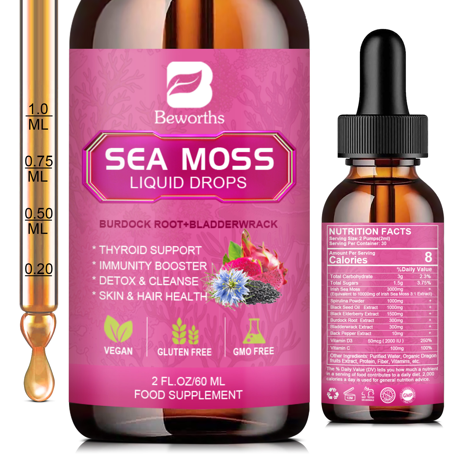 BEWORTHS 3000MG Seamoss Liquid - Root Stimulator Liquid recension och pris