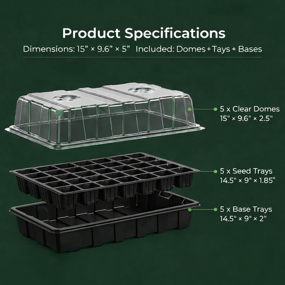5-Set Seed Starter Tray Kits,  - Humidity Dome Kit recension och pris