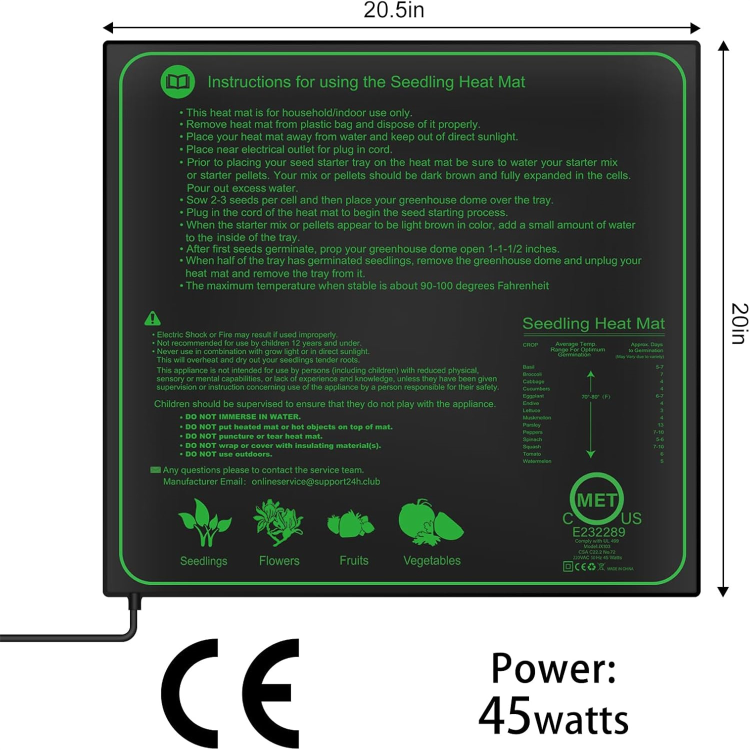 Seedling Heat Mat 10/25/50CM I - Rooting Gel Clone recension och pris